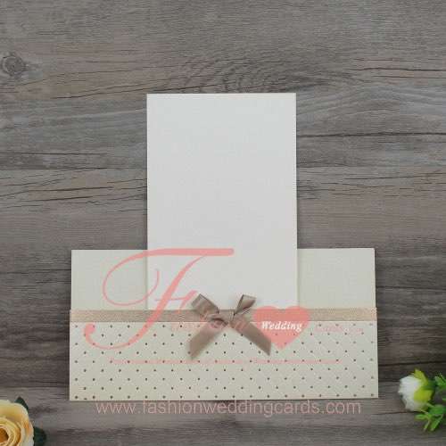 Beige Pocket Wedding Invitation Cards